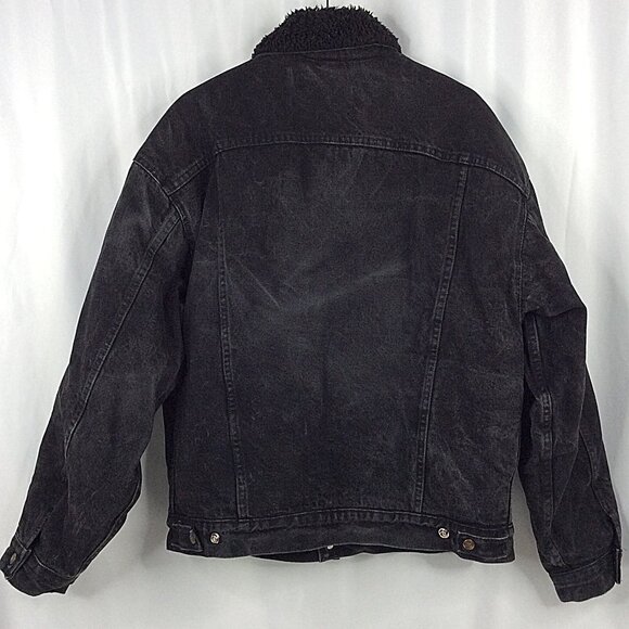 Vintage Levis Denim Jacket Sherpa Type 3 Trucker Mens Size Large Black 80s 90s - Picture 2 of 11